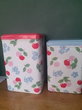 2 Kitchen Sorage Tins Cath Kidston Cherry Blossom Vintage Country Style