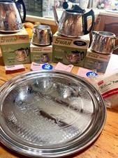 VINTAGE RETRO 1960/70'S SWAN WILLOW PATTERN CROMALIN BOXED TEA SET 5 PIECE