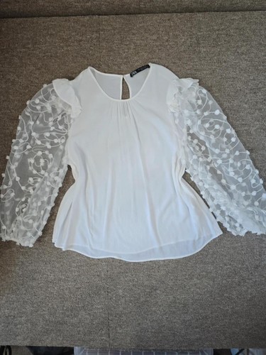 Zara white sheer - white, sleeve