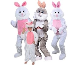FUNNY BUNNY RABBIT DELUXE MASCOTS Fancy Dress Easter Costume Charity Adult Kids