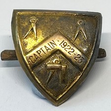 Captain 1922-23 Masonic Symbols Square Compass Badge Fastener Freemasonry 