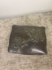 Gorgeous antique metal Japanese antimony/trinket box with floral design