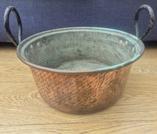 Vintage Hammered Copper Pot/Planter Double Handle 32.5cm diameter 