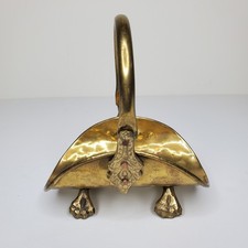 Vintage Mini Brass Claw Feet Log Holder Basket Matches Handle Primitive Decor