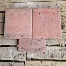 4no Reclaimed Russell Concrete Red Half Plain Tiles 6.5" X 7.5" 
