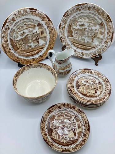 Antique brown orange lustre - brown,