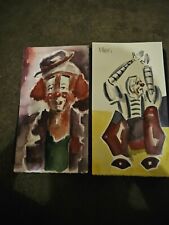 2x Miles Baker Watercolar Paintings  CLOWN ARTIST
