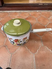 vintage enamel saucepan with a