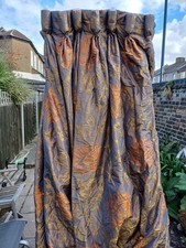 Two Bespoke Sets Of Matching Silk Curtains. Both Have Overlap Joins. Four Panels