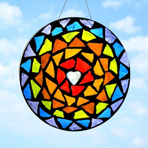 Stained glass rainbow circle - glass,
