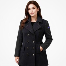 Superdry Wool Pea Coat Black