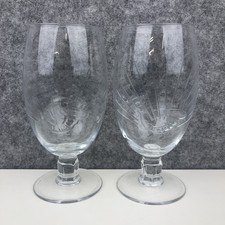 Stella Artois Embossed Pint Glass Chalice Goblet Horn Design Rare- X 2 Glasses