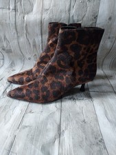 Leopard Print Faux Pony Skin Stiletto Ankle Boot, Size 36