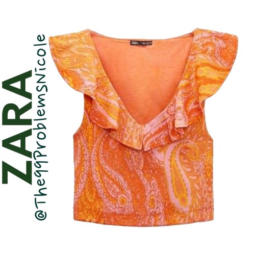 Zara orange paisley - paisley, knit
