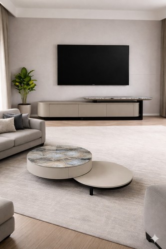 Wooden marble coffee table - marble,