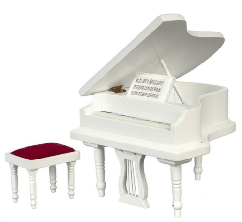 Dolls house white grand piano - dolls,