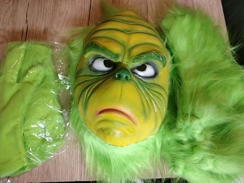 Grinch latex costume mask with
