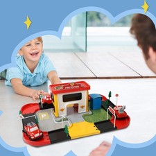 Fire Station Playsets Drivers Car Playset Includes Fire Toy Car, Vehicle for Kid
