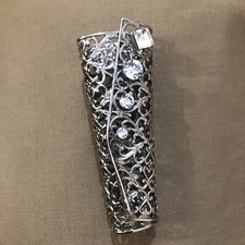 Vintage Alma brooch Silver Tone With Clear Glass Stones Flowers Holder ? L:9cm