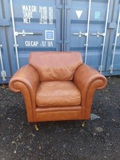 Laura Ashley Tan Brown Leather Armchair / Chair 