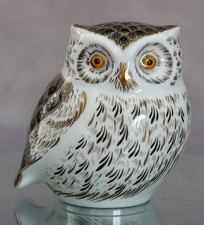 Royal Crown Derby 'Owl Little Grey' Paperweight 1st Quality Gold Stopper