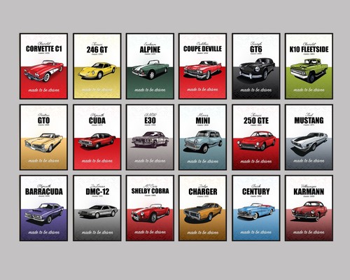 Classic cars wall - cars, art