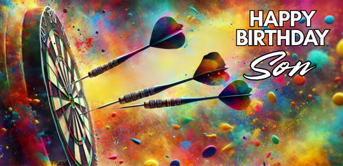 Son birthday card darts - son,