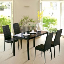 High Gloss Black Glass Dining