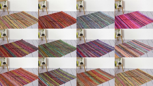 Handmade indian chindi rag - rag, rug