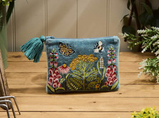 Velvet embroidered makeup bag - embroidered,