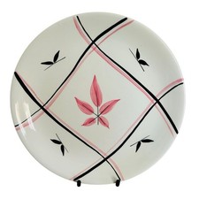 Vintage Swinnertons Nestor Vellum Dinner Plate 9" Pink Black Leaves Fast Colours