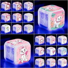 Marie Cat LED Digital Alarm Clock Color Changing Night Light Cube Clock Gift