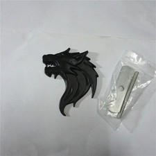 1x Black Right Matte Wolf Head Metal Grille Badge Emblem Engine Car V6 Coupe SUV