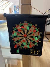 2in1 Magnetic Dartboard Roll Up 6 Magnet Darts Game Dart Board Double Sided Fun