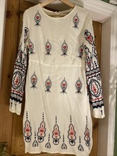 ASOS Design White Floral Embroidered Smock Dress Size 12