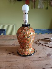 Lamp base vintage Kashmiri Indian lacquer gilded miliefiori flower motif rewired