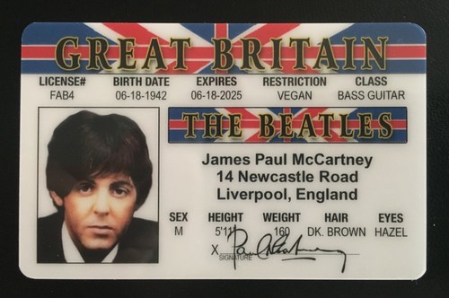 Paul mccartney drivers - drivers, license