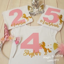 Girls Unicorn T-shirt Birthday