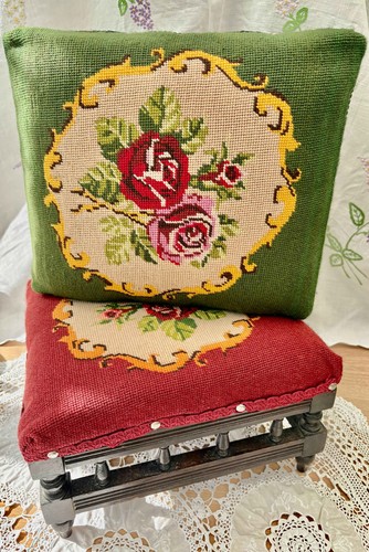 Vintage wooden footstool - vintage, with