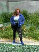 Model Railway Figure OO Gauge LADY IN BLUE JACKET 3D Printed Hand Painted 1:76