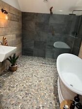 1m2 Tigers Eye Pebble Mosaic wall floor tiles for showers etc