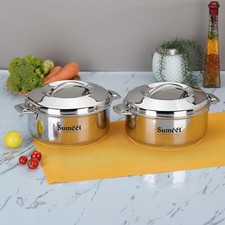 Stainless Steel Double Wall Insulated Small Hot Pot Meal Box/Casserole Set of 2