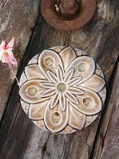 Ceramic Round Flower Brick Brown Floral Artificial Flower Holder Flower Frog
