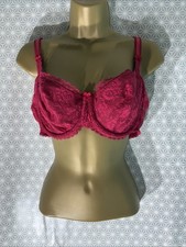 Womens Per Una M&S Uk 38C Red Floral Lace Semi Sheer Underwired T-shirt Bra