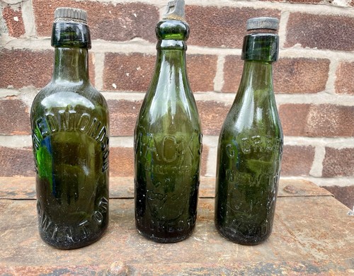 Antique green glass brewery - glass,