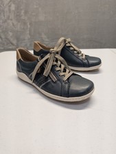 Remonte Dorndorf Rieker Sneaker Women Size 8 Blue Tan Leather Side Zip Designer