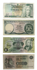 SCOTLAND BANK NOTE COLLECTION - 4 £1 BANKNOTES - SCOTLAND UK