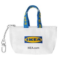 JAPAN IKEA EXCLUSIVE WHITE Knolig Mini Zipper Coin Keychain Bag Tote Key Holder