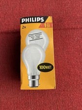 2x 100W Philips GLS Incandescent Dimmable Frosted Pearl BC B22 Light Bulb Lamp