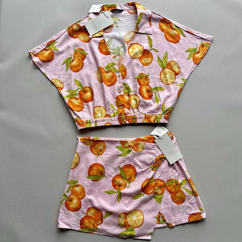 Zara pink orange fruit print - pink,
